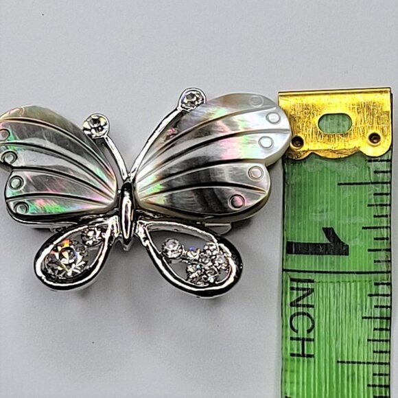 ABALONE tone Colored Butterfly Brooch - Picture 7 of 9
